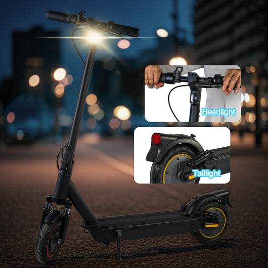 Patinete eléctrico Plegable para Adultos, neumáticos de 10", 4 amortiguadores, Capacidad máxima de 45 kilómetros, controlable a través de la aplicación