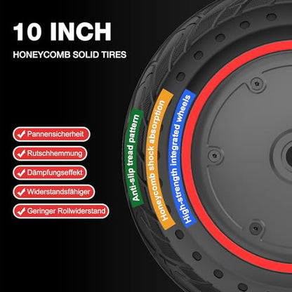 EVERCROSS EV10K Pro Patinete Electrico Adultos, 10'' Scooter Eléctrico Plegable, Patinete Eléctrico con 500W Motor, Batería de 410Wh, Velocidad Máx 25km/h, Control de Aplicación, Amortiguador Doble