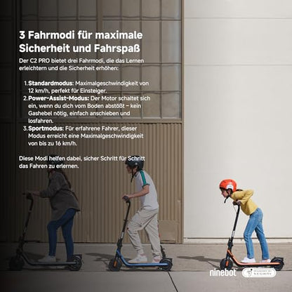 Segway Ninebot C2 Pro E Patinete Eléctrico para Niños y Adolescentes 17 km Autonomía 16 km/h 3 Modos