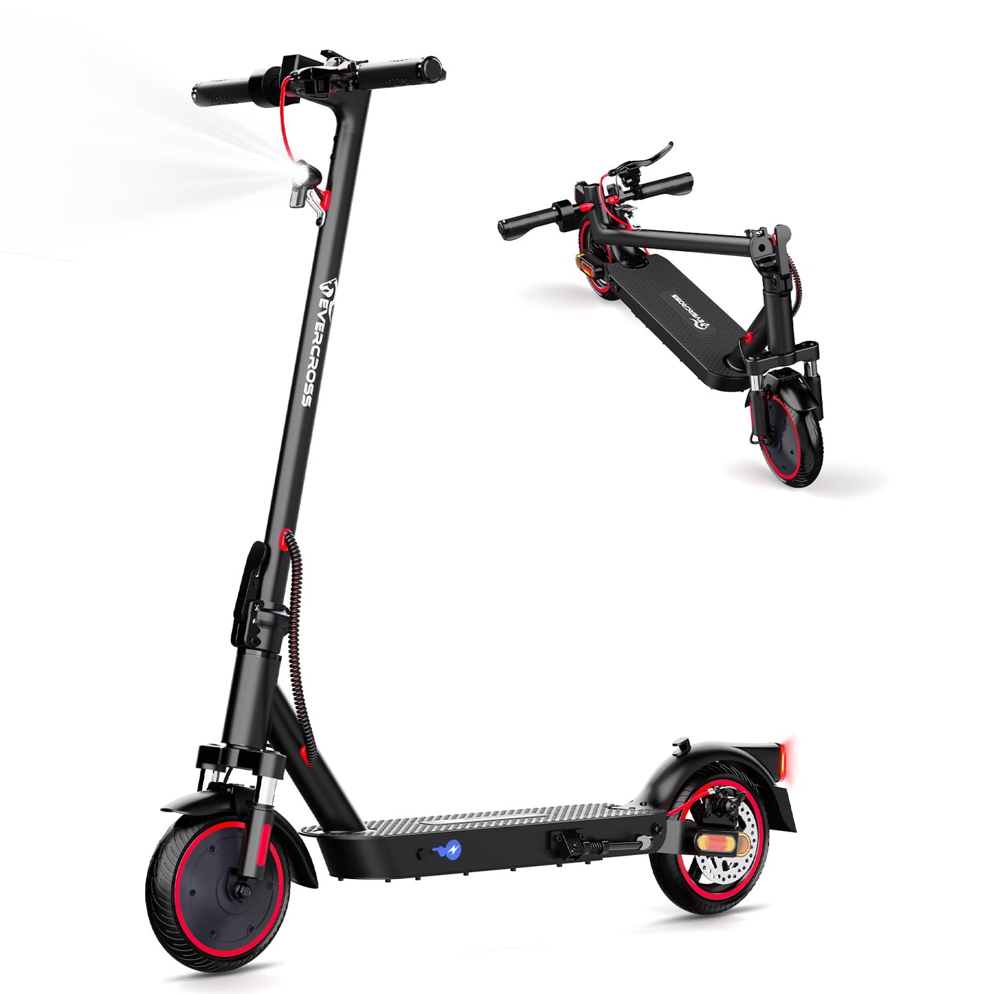 EVERCROSS EV85F Patinete Electrico Certificados DGT, 8,5'' Scooter Eléctrico Plegable para Adultos - 300W, App, Batería 7,8Ah, Peso de 15KG, Carga hasta 120KG, Doble Freno, Amortiguadores Dobles