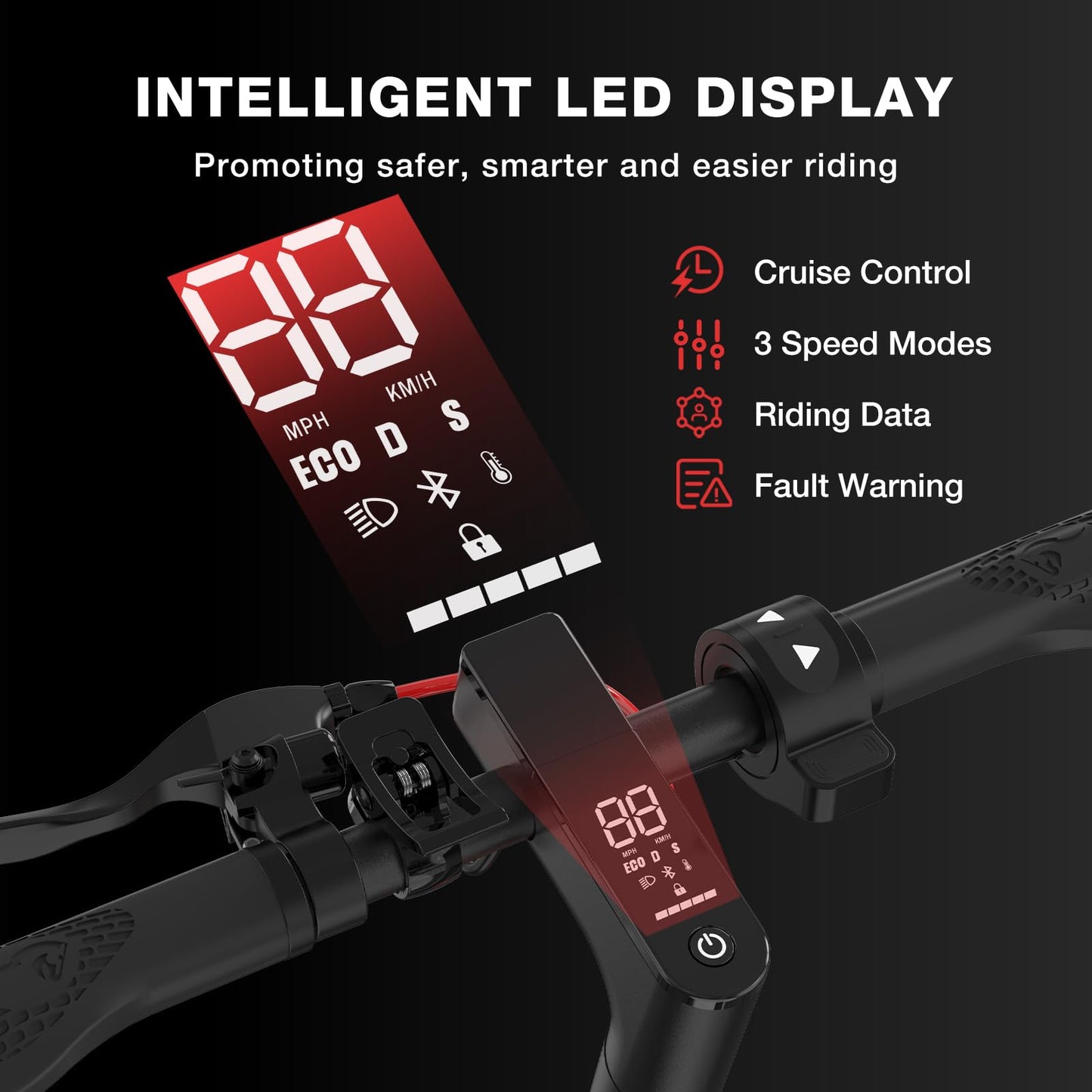 EVERCROSS EV10K Pro Patinete Electrico Adultos, 10'' Scooter Eléctrico Plegable, Patinete Eléctrico con 500W Motor, Batería de 410Wh, Velocidad Máx 25km/h, Control de Aplicación, Amortiguador Doble