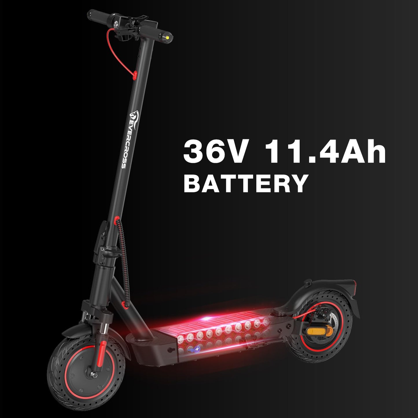 EVERCROSS EV10K Pro Patinete Electrico Adultos, 10'' Scooter Eléctrico Plegable, Patinete Eléctrico con 500W Motor, Batería de 410Wh, Velocidad Máx 25km/h, Control de Aplicación, Amortiguador Doble