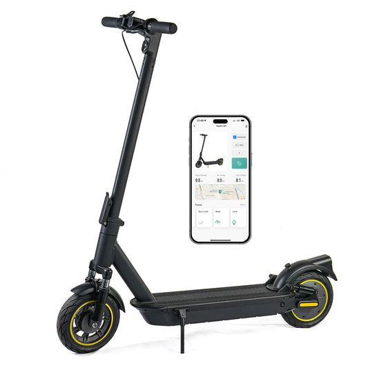 Patinete eléctrico Plegable para Adultos, neumáticos de 10", 4 amortiguadores, Capacidad máxima de 45 kilómetros, controlable a través de la aplicación
