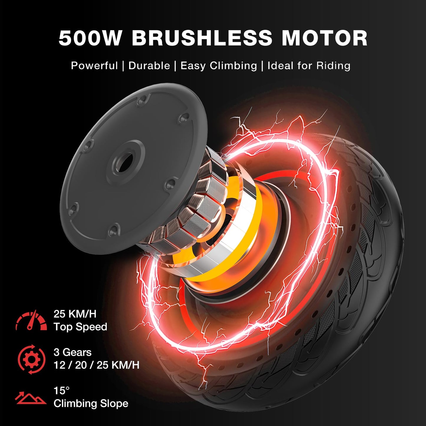 EVERCROSS EV10K Pro Patinete Electrico Adultos, 10'' Scooter Eléctrico Plegable, Patinete Eléctrico con 500W Motor, Batería de 410Wh, Velocidad Máx 25km/h, Control de Aplicación, Amortiguador Doble