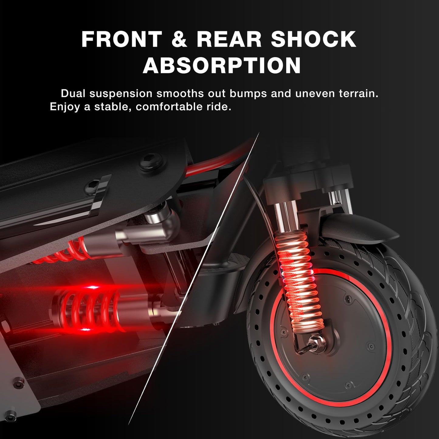 EVERCROSS EV10K Pro Patinete Electrico Adultos, 10'' Scooter Eléctrico Plegable, Patinete Eléctrico con 500W Motor, Batería de 410Wh, Velocidad Máx 25km/h, Control de Aplicación, Amortiguador Doble