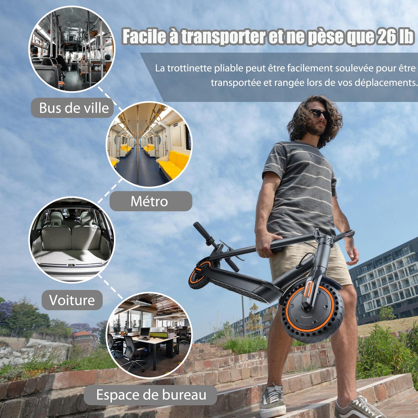 Patinete eléctrico Adulto, Velocidad 25 km/h, autonomía 30 km, neumáticos llenos de 8,5 Pulgadas, Patinete eléctrico Plegable con Motor de 250 W, Doble frenado y Control vía App y Pantalla LED