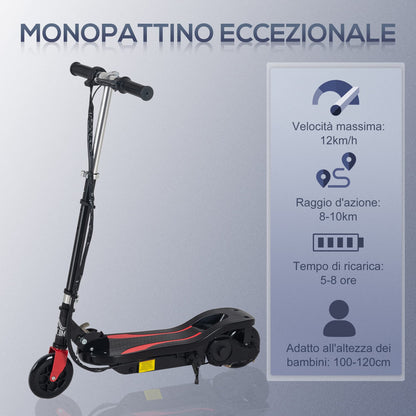 HOMCOM Patinete Eléctrico Plegable para Niños de 7-14 Años, Patinete Eléctrico con Velocidad MAX. 12 km/h, Alcance de 8 km, Altura Ajustable, Freno de Mano, Negro