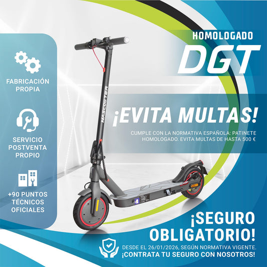 MASCOOTER S1 | Patinete Eléctrico Adultos Homologado DGT - Intermitentes & Regeneración de Batería al Frenar - 300W, 600W MAX, 20km Autonomía, Ruedas 8.5" Aire - Frenos Eléctricos y de Disco