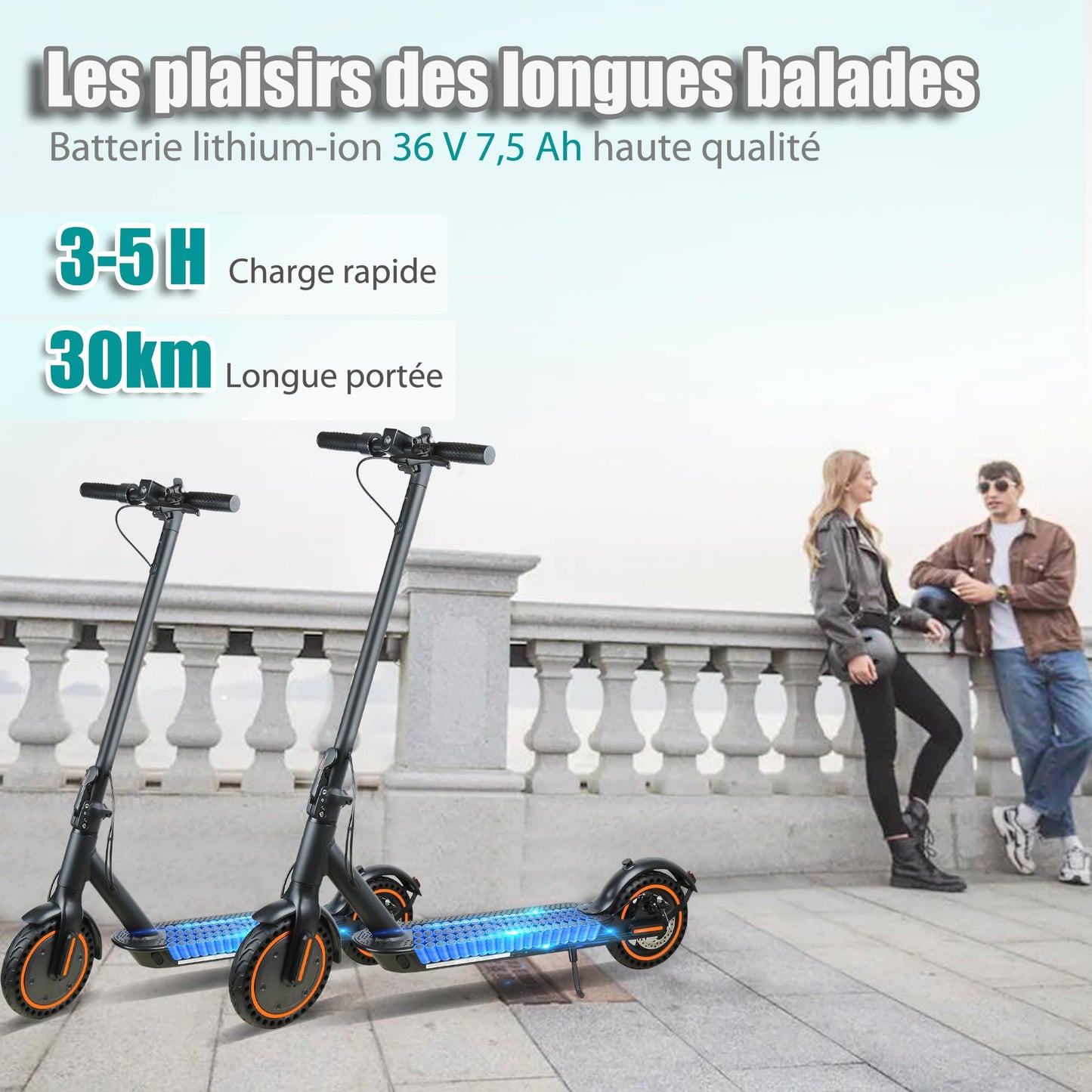 Patinete eléctrico Adulto, Velocidad 25 km/h, autonomía 30 km, neumáticos llenos de 8,5 Pulgadas, Patinete eléctrico Plegable con Motor de 250 W, Doble frenado y Control vía App y Pantalla LED