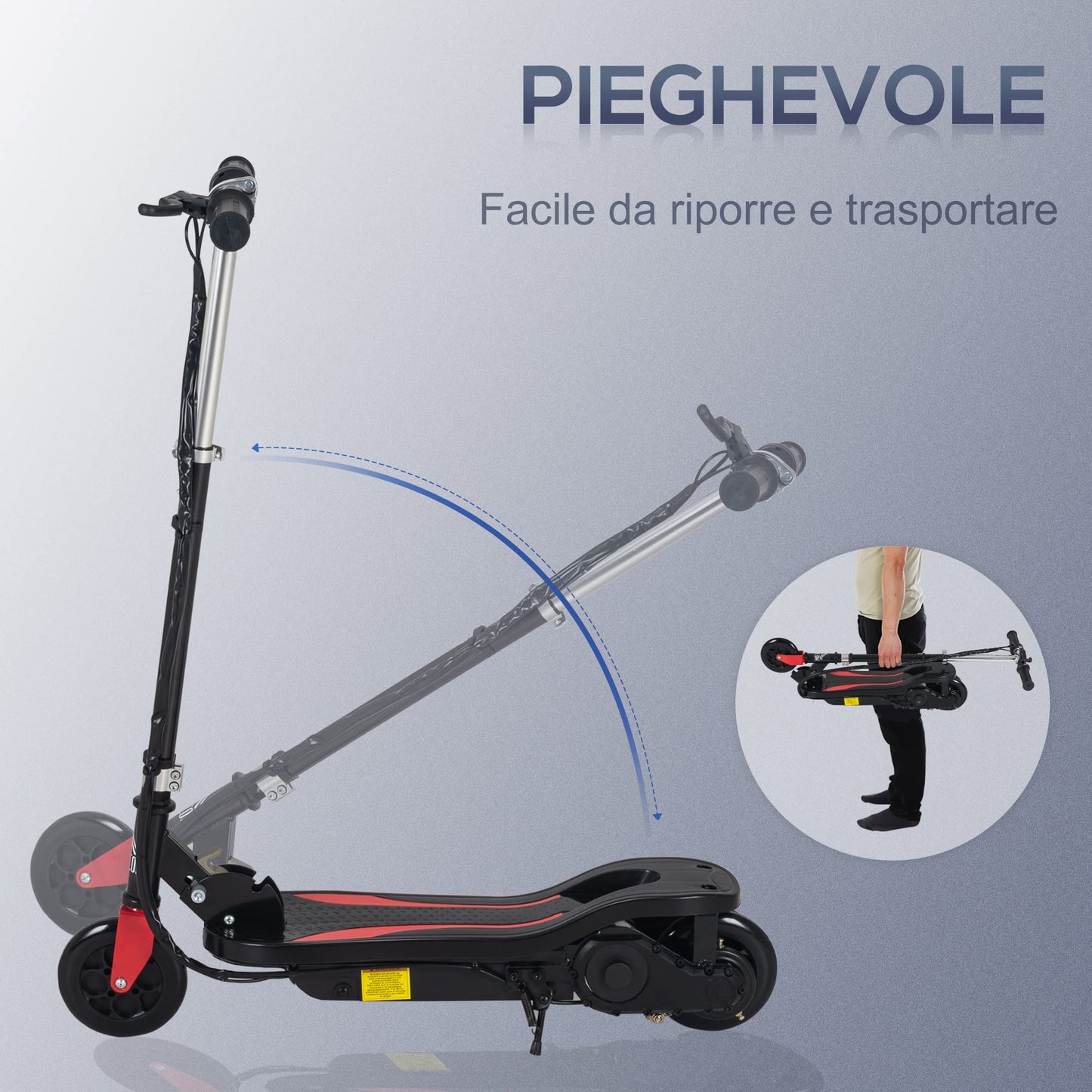 HOMCOM Patinete Eléctrico Plegable para Niños de 7-14 Años, Patinete Eléctrico con Velocidad MAX. 12 km/h, Alcance de 8 km, Altura Ajustable, Freno de Mano, Negro