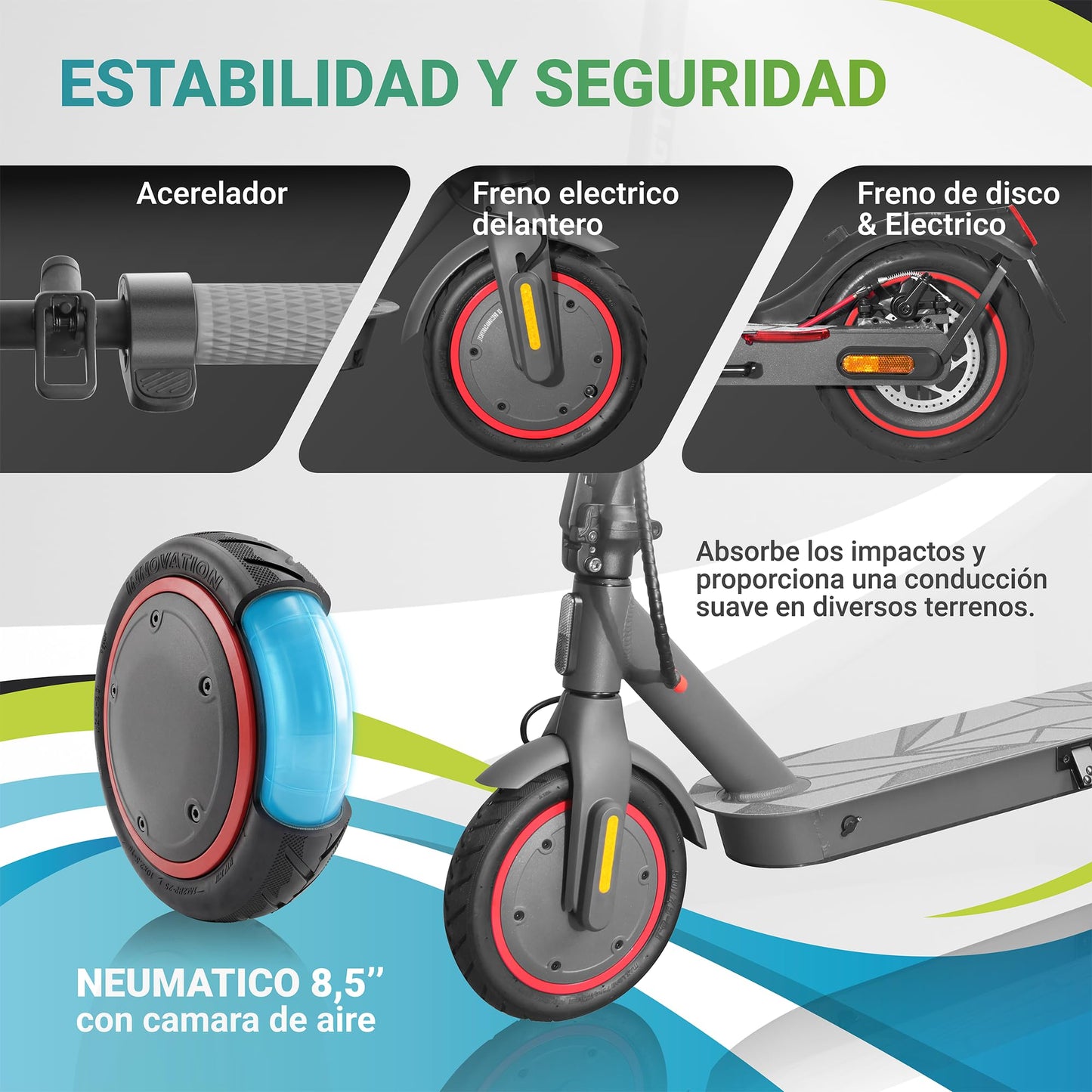 MASCOOTER S1 Patinete Eléctrico Adultos Homologado DGT 600W Max 20 km Autonomía Ruedas 8.5"